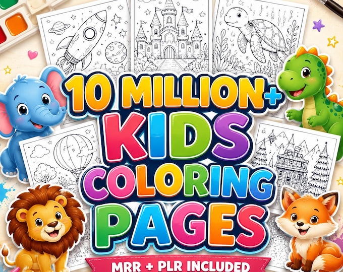 10,000,000+ Coloring Pages Bundle Plr Mrr | 100,000+ Coloring Books Pdf Png Svg Ai | Kids & Adults