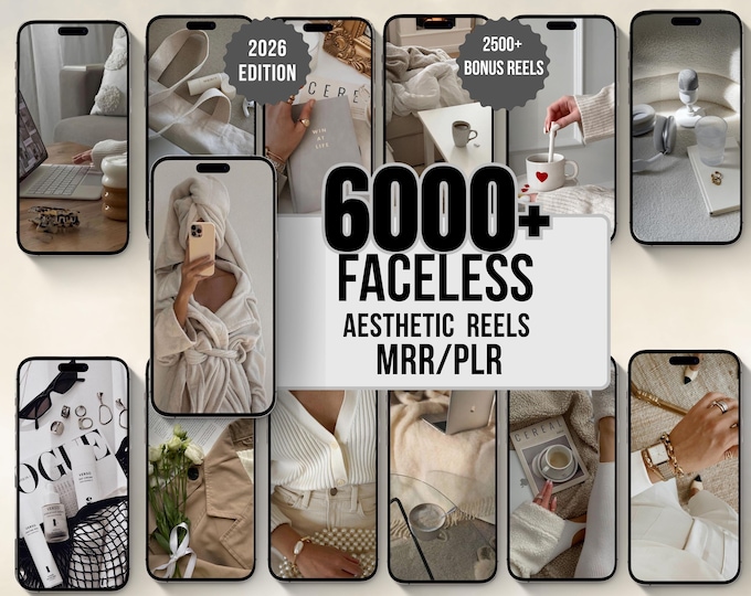 6000+ Aesthetic Faceless Reels Bundle | Instagram TikTok Videos | Luxury Content | PLR MRR | Digital Download